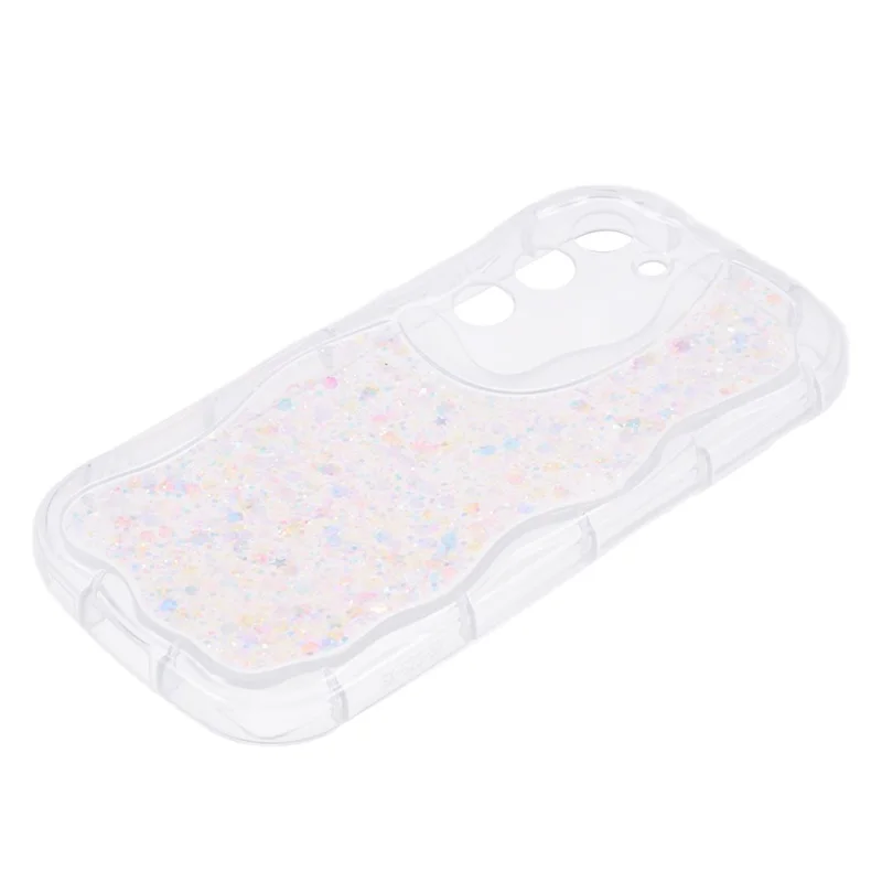 Serie JTW Para Samsung Galaxy S22 5G TPU Case Glitter Sequins Cubierta de Teléfono Epoxi - Blanco