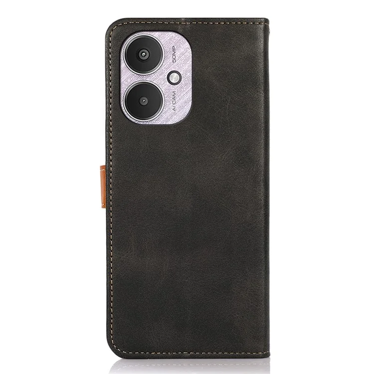 KHAZNEH For Xiaomi Redmi 13C 4G / 13C 5G / Poco C65 4G / Poco M6 5G / 13R 5G Case PU Leather Fully Wrapped Phone Cover - Black