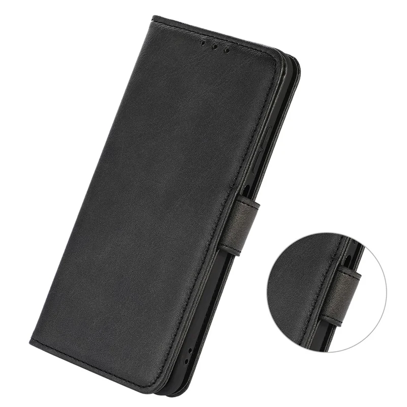 Étui pour Xiaomi Redmi 13C 4G / 13C 5G / Poco C65 4G / Poco M6 5G / 13R 5G, housse pliable avec texture cuir de vache et support intégré - Noir
