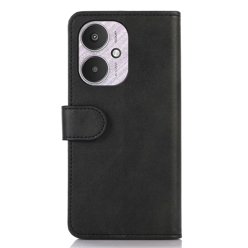 Étui pour Xiaomi Redmi 13C 4G / 13C 5G / Poco C65 4G / Poco M6 5G / 13R 5G, housse pliable avec texture cuir de vache et support intégré - Noir