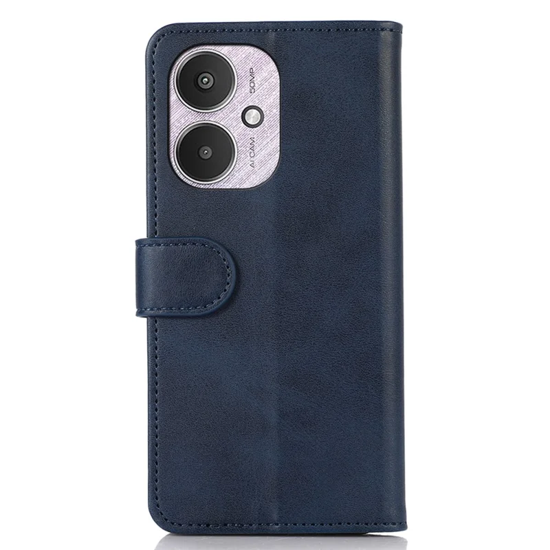 For Xiaomi Redmi 13C 4G / 13C 5G / Poco C65 4G / Poco M6 5G / 13R 5G Case Cowhide Texture Foldable Stand Phone Cover - Blue