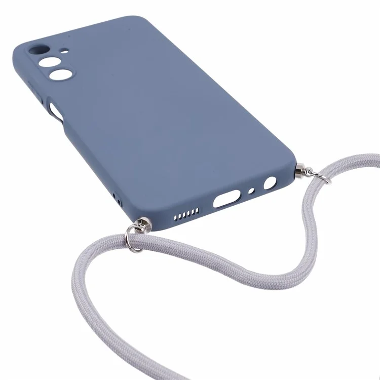 For Samsung Galaxy A05s 4G TPU Phone Case Microfiber Lining Rubberized Cover with Lanyard - Lavender Grey