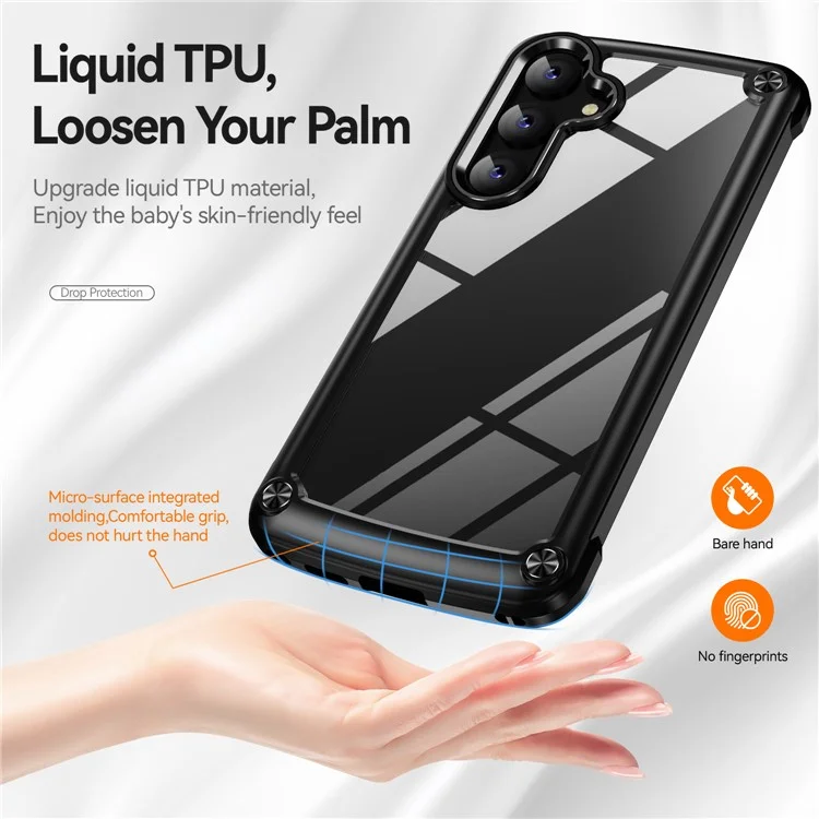PC+TPU Phone Case for Samsung Galaxy S24+ Phone Cover with Anti-Drop Alloy Lens Frame - Black