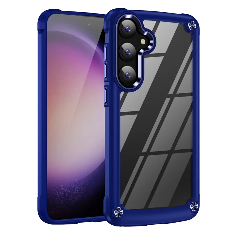 PC+TPU Phone Case for Samsung Galaxy S24+ Phone Cover with Anti-Drop Alloy Lens Frame - Blue