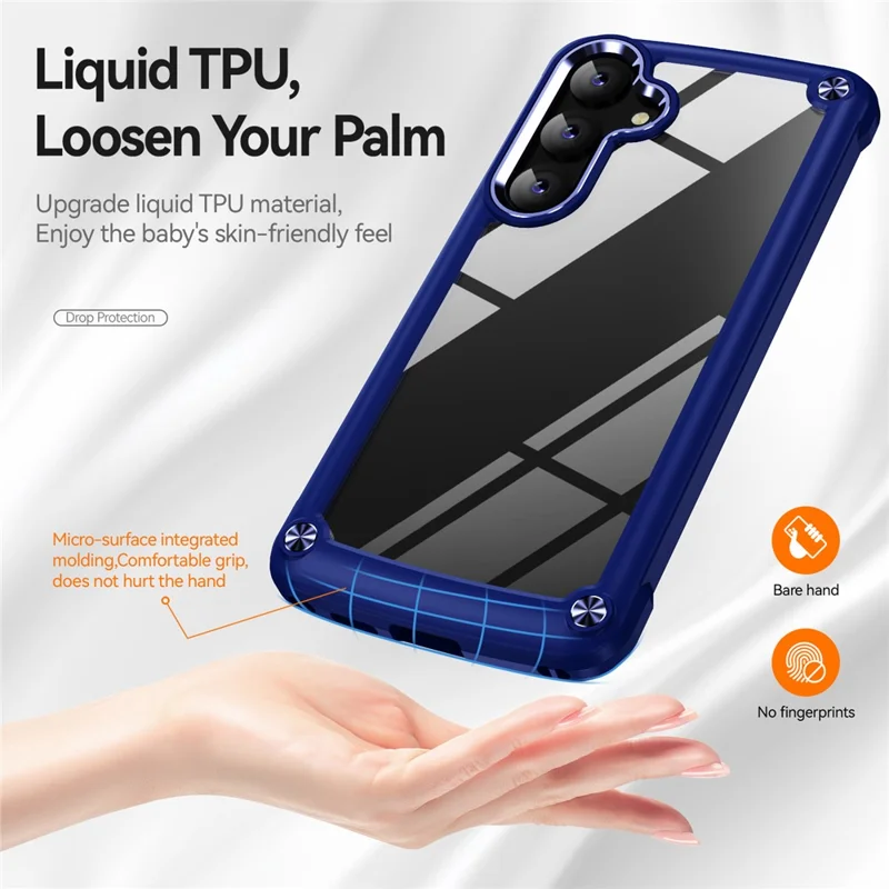 PC+TPU Phone Case for Samsung Galaxy S24+ Phone Cover with Anti-Drop Alloy Lens Frame - Blue