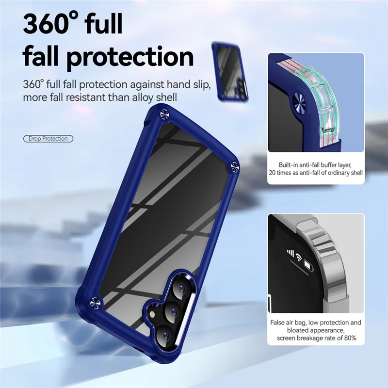 PC+TPU Phone Case for Samsung Galaxy S24+ Phone Cover with Anti-Drop Alloy Lens Frame - Blue