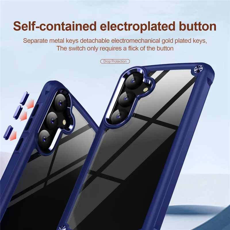 PC+TPU Phone Case for Samsung Galaxy S24+ Phone Cover with Anti-Drop Alloy Lens Frame - Blue