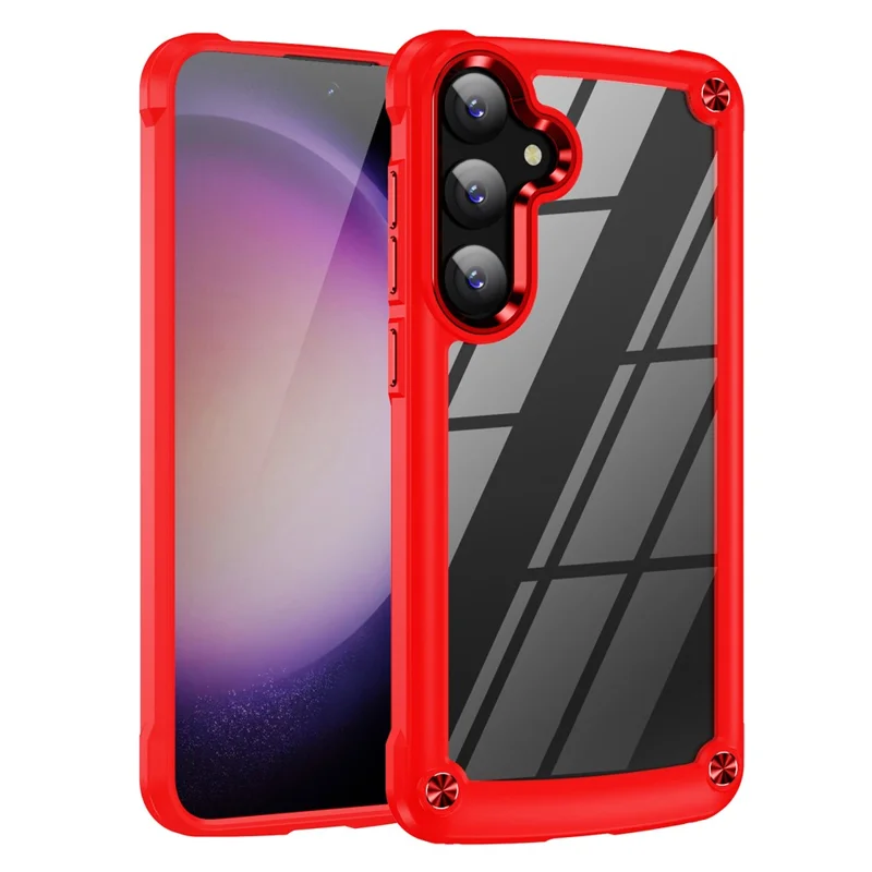 PC+TPU Phone Case for Samsung Galaxy S24+ Phone Cover with Anti-Drop Alloy Lens Frame - Red