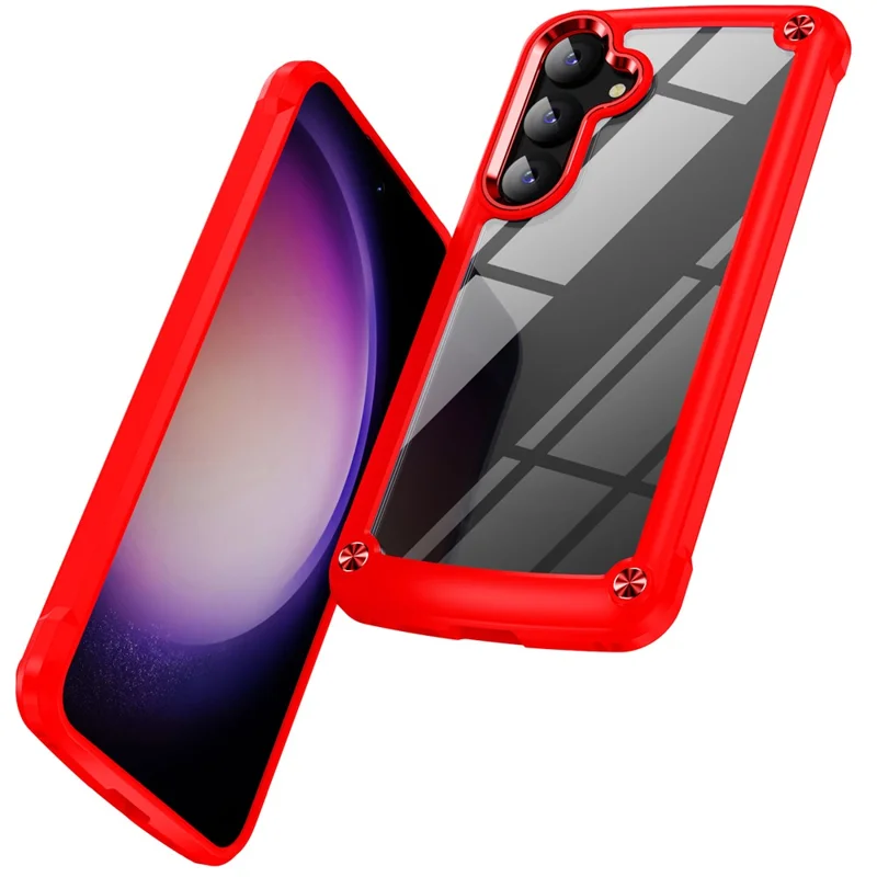 PC+TPU Phone Case for Samsung Galaxy S24+ Phone Cover with Anti-Drop Alloy Lens Frame - Red