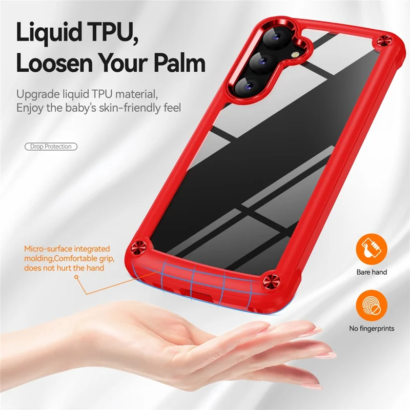 PC+TPU Phone Case for Samsung Galaxy S24+ Phone Cover with Anti-Drop Alloy Lens Frame - Red