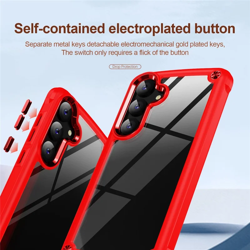 PC+TPU Phone Case for Samsung Galaxy S24+ Phone Cover with Anti-Drop Alloy Lens Frame - Red
