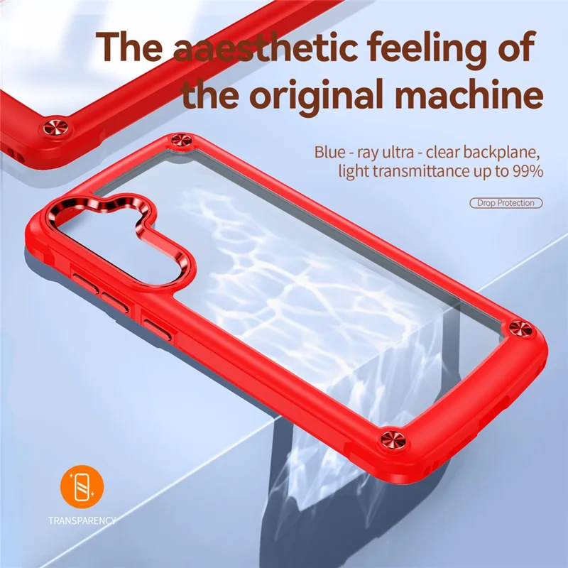 PC+TPU Phone Case for Samsung Galaxy S24+ Phone Cover with Anti-Drop Alloy Lens Frame - Red