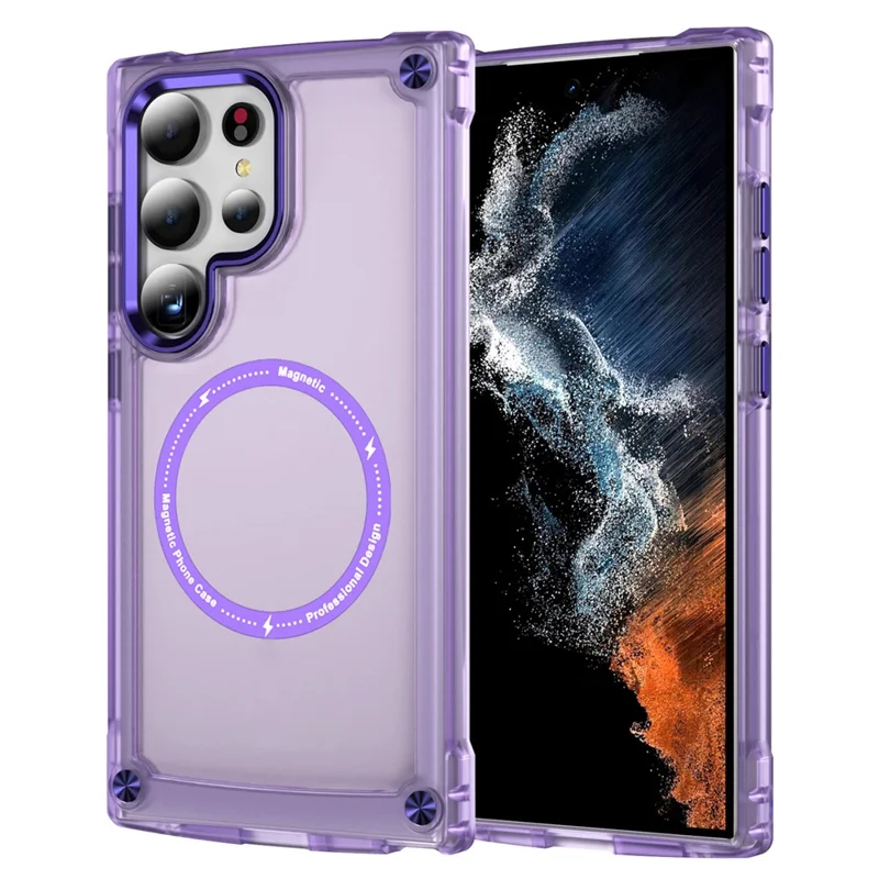 For Samsung Galaxy S24 Ultra Case PC+TPU Matte Phone Cover Compatible with MagSafe - Purple