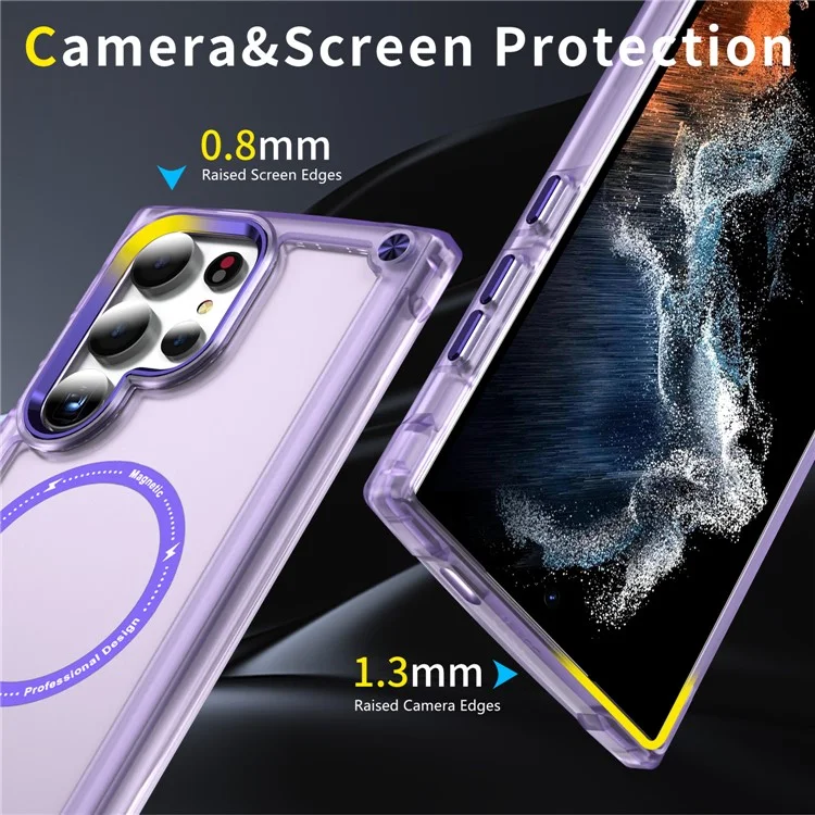 For Samsung Galaxy S24 Ultra Case PC+TPU Matte Phone Cover Compatible with MagSafe - Purple