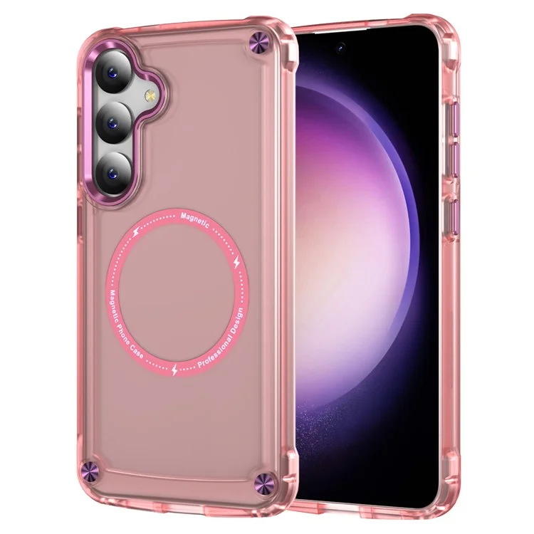 For Samsung Galaxy S24 Magnetic Case Translucent Matte Phone Cover Compatible with MagSafe - Pink