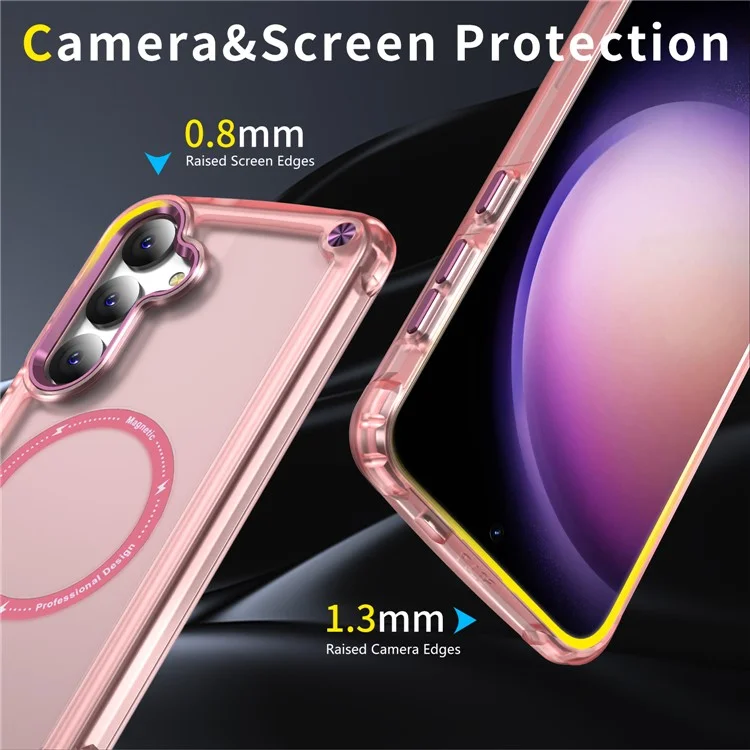 For Samsung Galaxy S24 Magnetic Case Translucent Matte Phone Cover Compatible with MagSafe - Pink