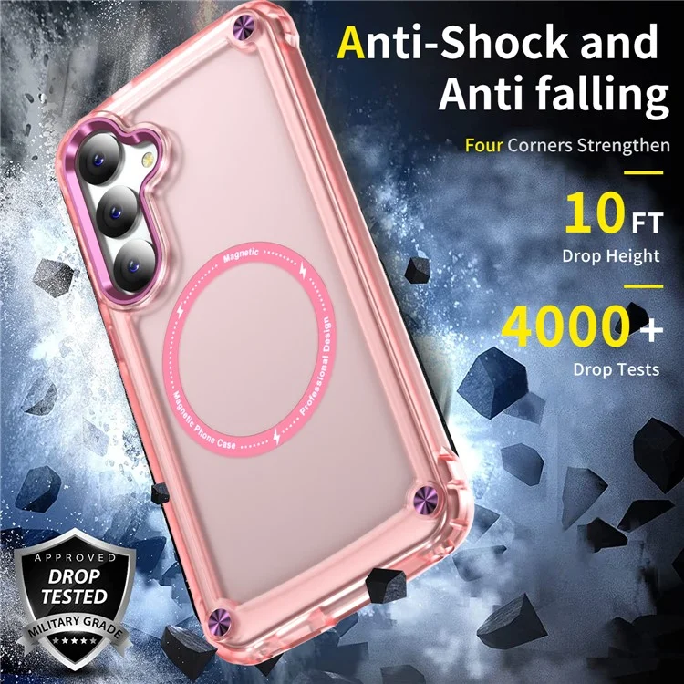 For Samsung Galaxy S24 Magnetic Case Translucent Matte Phone Cover Compatible with MagSafe - Pink