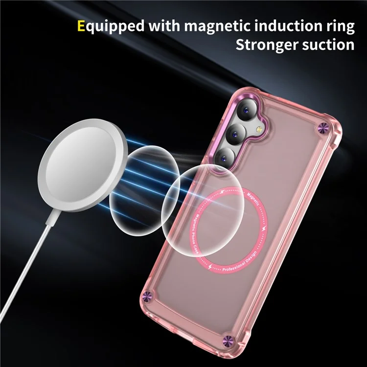 For Samsung Galaxy S24 Magnetic Case Translucent Matte Phone Cover Compatible with MagSafe - Pink