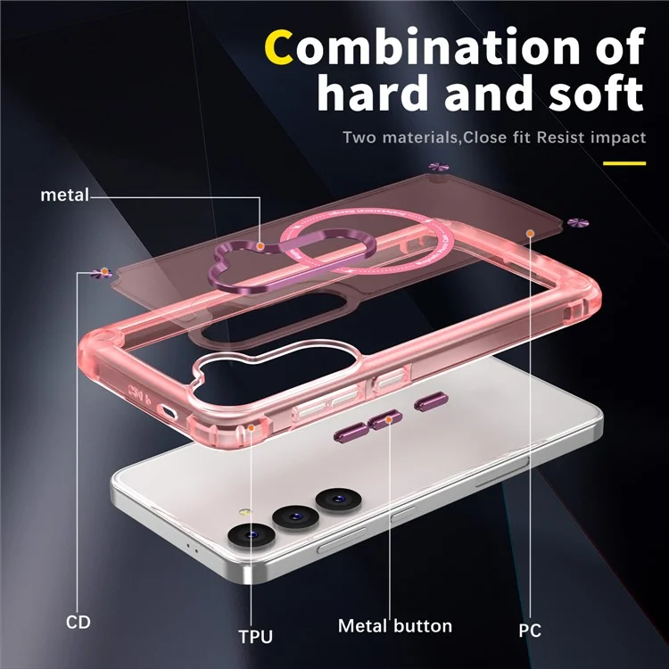 For Samsung Galaxy S24 Magnetic Case Translucent Matte Phone Cover Compatible with MagSafe - Pink