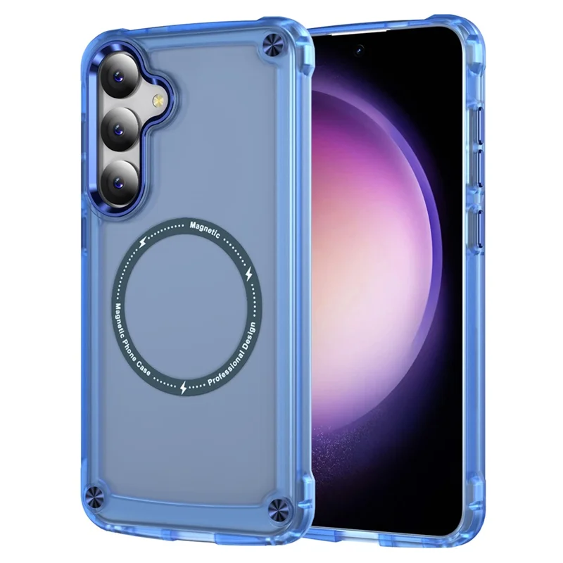 For Samsung Galaxy S24 Magnetic Case Translucent Matte Phone Cover - Blue