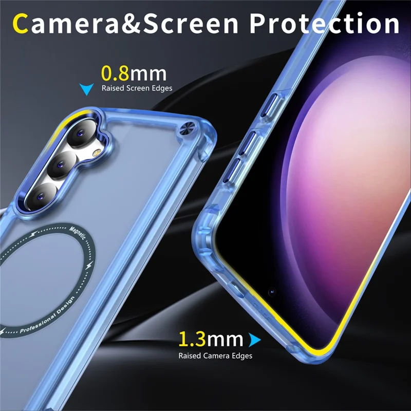 For Samsung Galaxy S24 Magnetic Case Translucent Matte Phone Cover - Blue