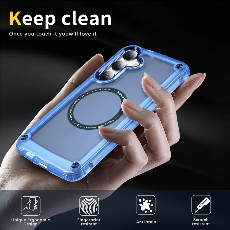 For Samsung Galaxy S24 Magnetic Case Translucent Matte Phone Cover - Blue
