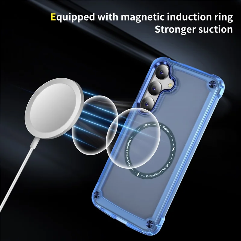 For Samsung Galaxy S24 Magnetic Case Translucent Matte Phone Cover - Blue