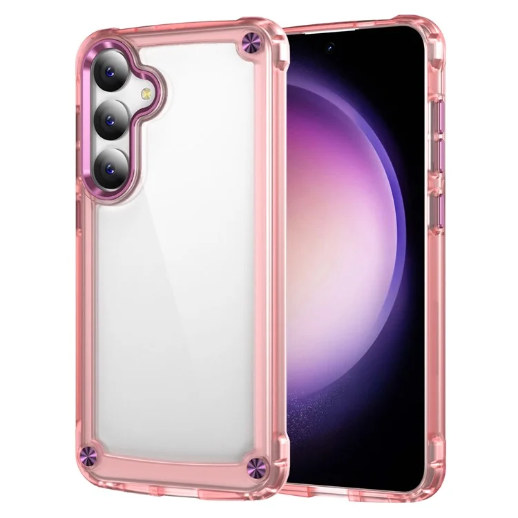 Для Samsung Galaxy S24 Case Anti-drop TPU Рама Rame Clear PC Back Copr - Прозрачный+розовый