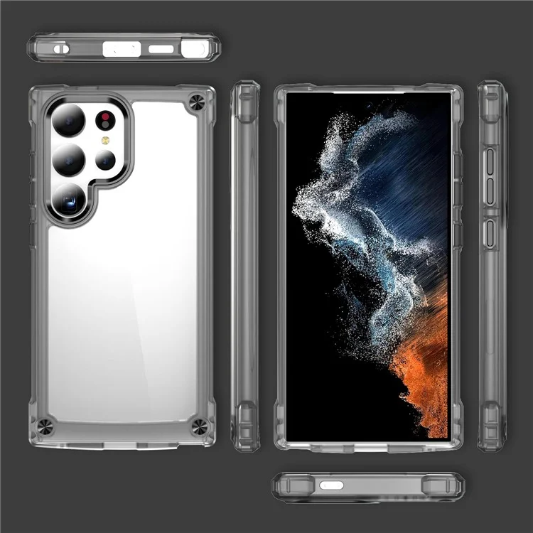 Para el caso de Samsung Galaxy S24 Ultra PC+TPU Skin-touch Funda Teléfono Cubierta - Transparente+Negro