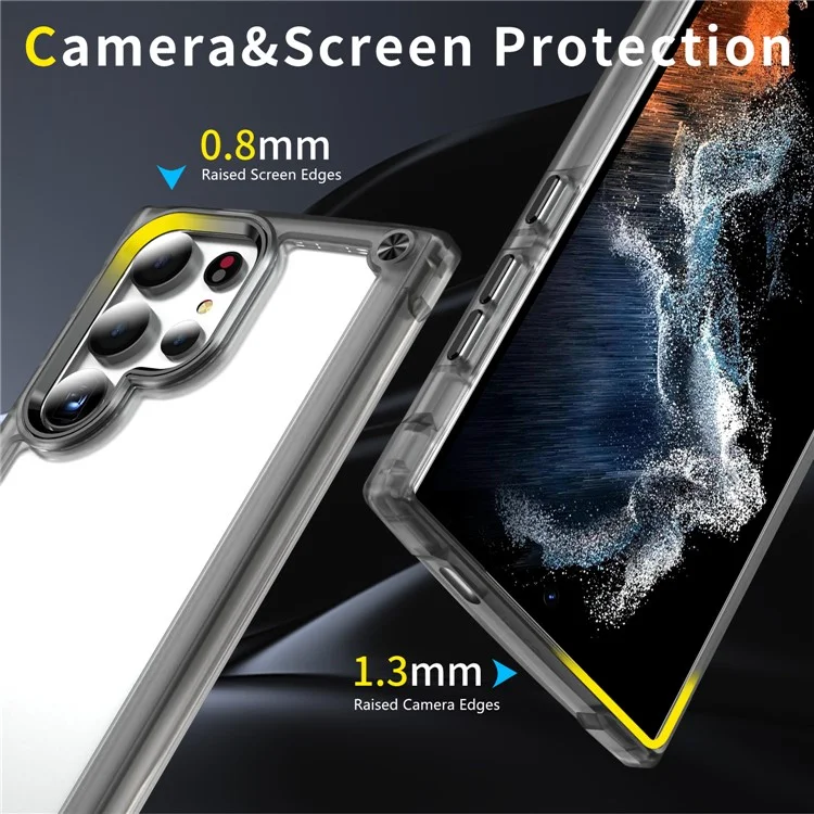 Para el caso de Samsung Galaxy S24 Ultra PC+TPU Skin-touch Funda Teléfono Cubierta - Transparente+Negro