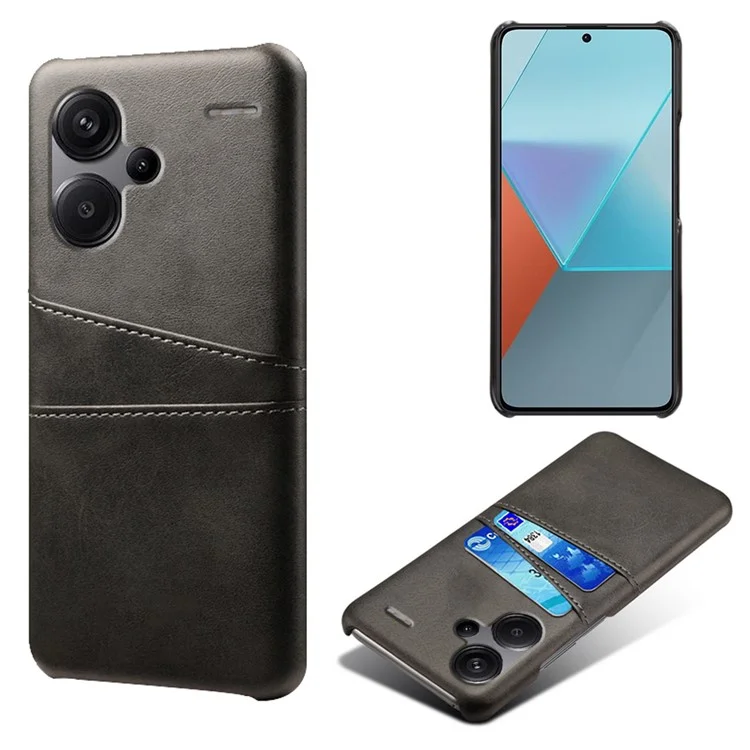 Чехол для Xiaomi Redmi Note 13 Pro+ 5G, двойные слоты для карт, ПУ + ПК, тонкий чехол для телефона - черный