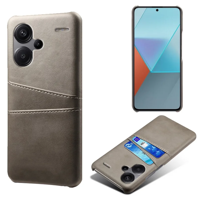 For Xiaomi Redmi Note 13 Pro+ 5G Case Dual Card Slots PU+PC Slim Phone Cover - Grey