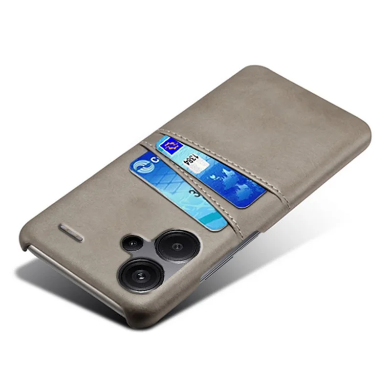 For Xiaomi Redmi Note 13 Pro+ 5G Case Dual Card Slots PU+PC Slim Phone Cover - Grey