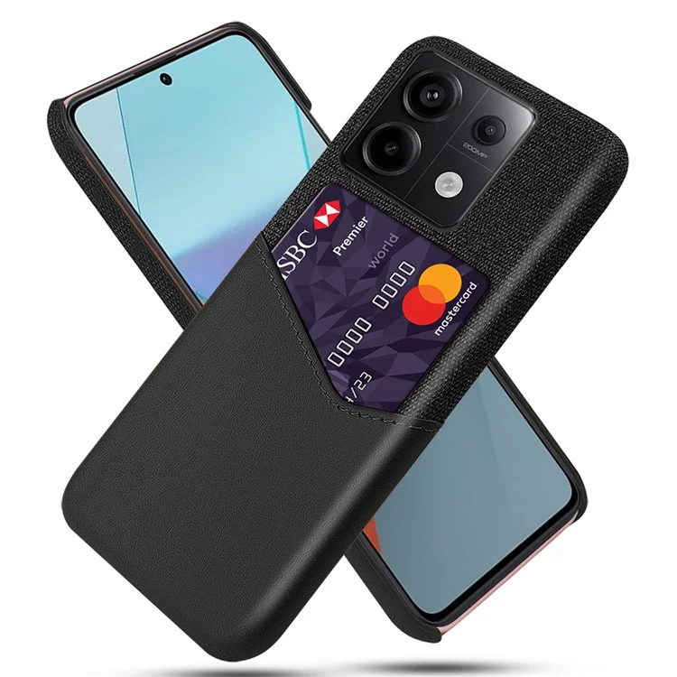 Para Xiaomi Redmi Note 13 Pro 5G / Poco X6 5G Funda Tela+PU Cuero+PC Funda Protectora de Teléfono con Ranura para Tarjeta - Negro