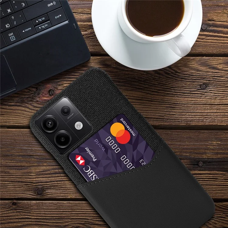 Para Xiaomi Redmi Note 13 Pro 5G / Poco X6 5G Funda Tela+PU Cuero+PC Funda Protectora de Teléfono con Ranura para Tarjeta - Negro