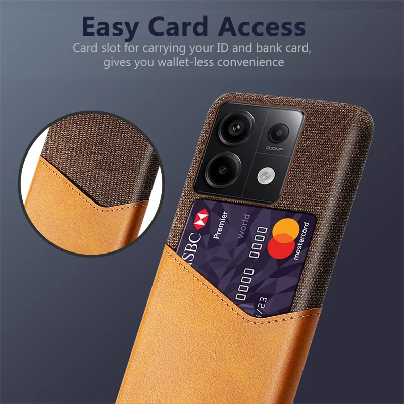 For Xiaomi Redmi Note 13 Pro 5G / Poco X6 5G Case Cloth+PU Leather+PC Phone Protective Cover with Card Slot - Orange