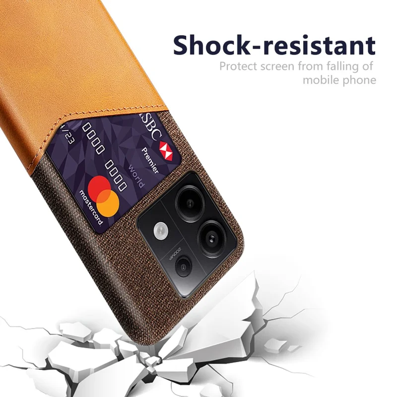 For Xiaomi Redmi Note 13 Pro 5G / Poco X6 5G Case Cloth+PU Leather+PC Phone Protective Cover with Card Slot - Orange