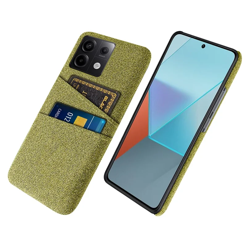For Xiaomi Redmi Note 13 Pro 5G / Poco X6 5G Slim Case Dual Card Holder Hard PC+Cloth Phone Case - Yellow