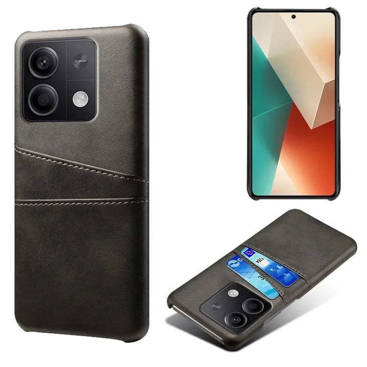 Per Xiaomi Redmi Note 13 5G Case Dual Card Slots Shockproof Case PU+PC Slim Phone Case - Black