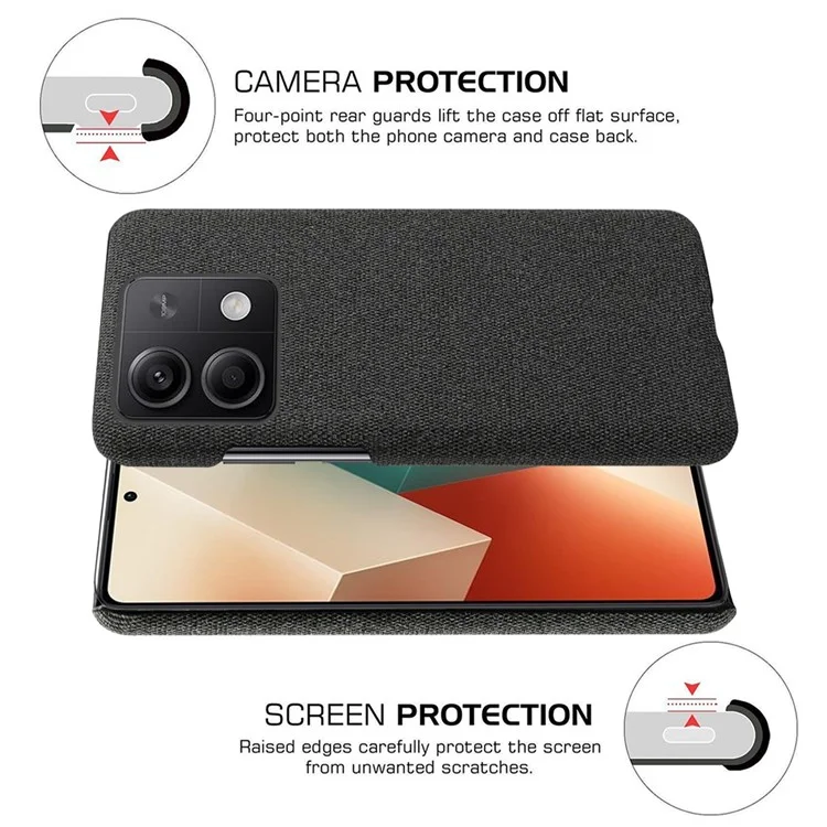 Ultra-light Phone Cover for Xiaomi Redmi Note 13 5G Case Shockproof Cloth+PC Shell - Black