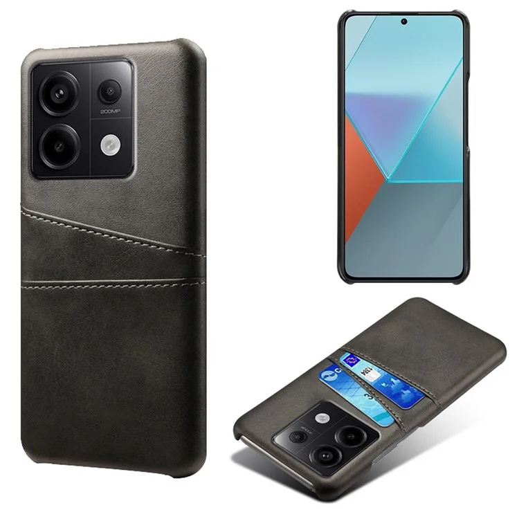 For Xiaomi Redmi Note 13 Pro 5G / Poco X6 5G Slim Case Shockproof PU+PC Phone Cover with Dual Card Slots - Black