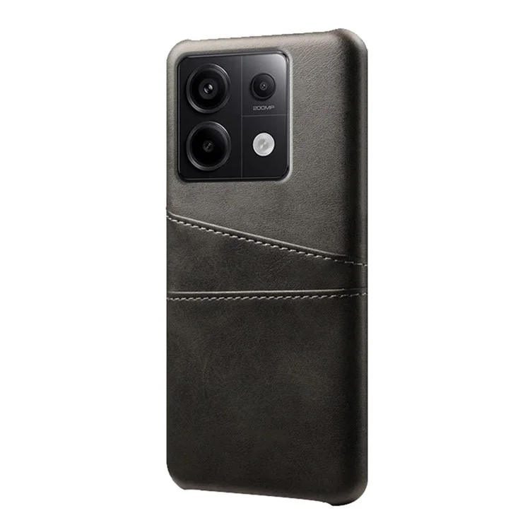 For Xiaomi Redmi Note 13 Pro 5G / Poco X6 5G Slim Case Shockproof PU+PC Phone Cover with Dual Card Slots - Black