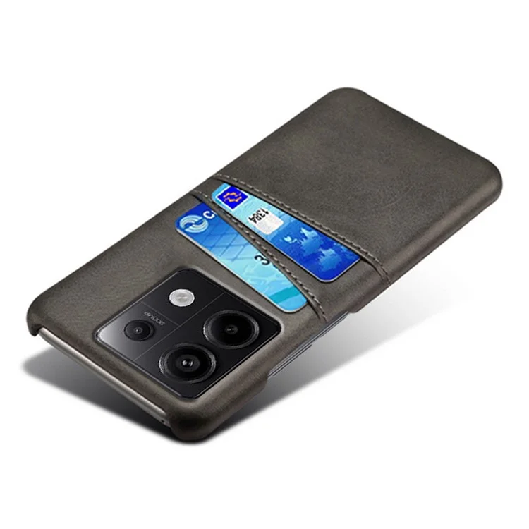 For Xiaomi Redmi Note 13 Pro 5G / Poco X6 5G Slim Case Shockproof PU+PC Phone Cover with Dual Card Slots - Black