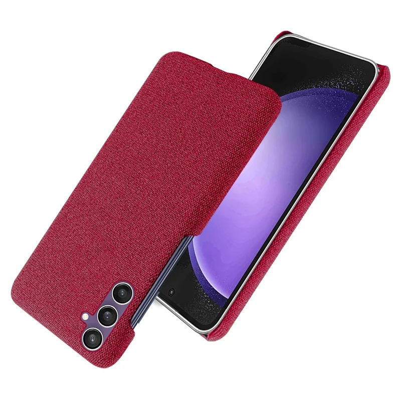Phone Case for Samsung Galaxy S23 FE Anti-Scratch Phone Cover Cloth+PC Shell - Red