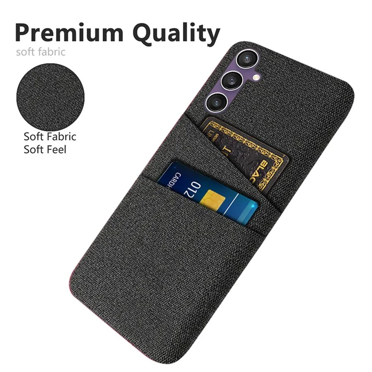 Per Samsung Galaxy S23 FE Cover Custodia Antiurto PC+Tessuto con Doppi Slot per Schede - Nero