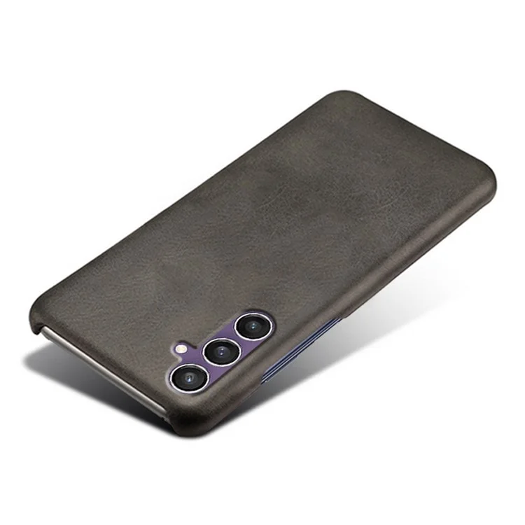 For Samsung Galaxy S23 FE Case PU Leather + PC Anti-Scratch Calf Texture Phone Cover - Black