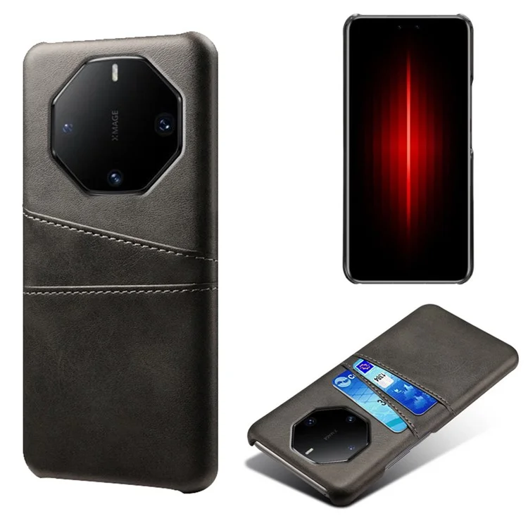 Para Huawei Mate 60 RS Ultimate Case Funda de Teléfono con Revestimiento de Cuero PU y 2 Ranuras para Tarjetas - Negro