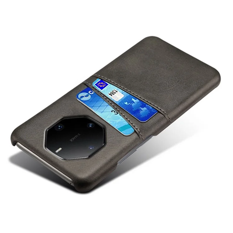 Para Huawei Mate 60 RS Ultimate Case Funda de Teléfono con Revestimiento de Cuero PU y 2 Ranuras para Tarjetas - Negro