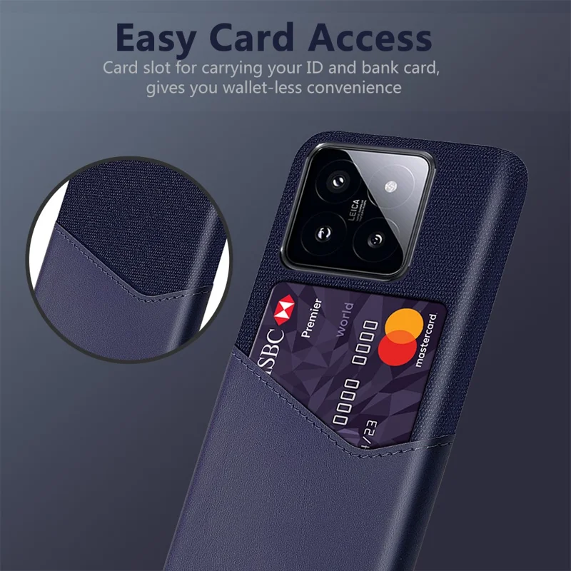 Futerał z fakturą tkaniny na telefon Xiaomi 14, ochronna pokrywa, odporna na wstrząsy, powłoka telefoniczna PU+PC - niebieski