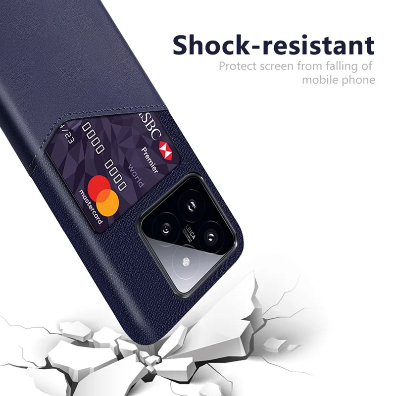 Futerał z fakturą tkaniny na telefon Xiaomi 14, ochronna pokrywa, odporna na wstrząsy, powłoka telefoniczna PU+PC - niebieski